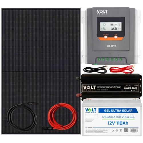 Zestaw Solarny 1000W do kampera przyczepy Panel Regulator 20A MPPT Akumulator GEL 110AH 12v